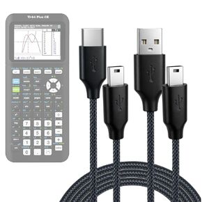 【2-Pack USB & USB C Braided Power and Data Cables, Compatible with TI-84 Plus CE, TI-84 Plus C Silver, TI 89 Titanium, TI Nspire CX/TI Nspire CX CAS in Saudi Arabia