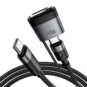 USB-C to Magnetic Charging Cable (2 Meters), 140W Fast Charging, Compatible with MacBook Air and MacBook Pro, Magnetic Connection, Braided Cable – Black in Saudi Arabia
