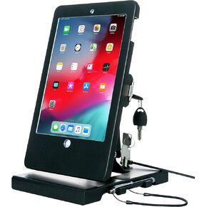 Folding Security Stand – CTA Flat-Folding Tabletop Security Stand with Universal Locking Enclosure & Steel Cable for 7-14-Inch Tablets - Black (PAD-FTSU) in Kuwait