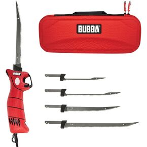 BUBBA 110V Electric Fillet Knife with Non-Slip Grip Handle, 4 Ti-Nitride S.S. Coated Non-Stick Reciprocating Blades, 8' Cord and Storage Case for Fishing in Saudi Arabia