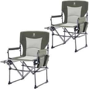EVER ADVANCED Camping Directors' Chair with Side Table, Portable Folding with Compact Size, Heavy Duty Lawn Chair with Pocket for Camping, Lawn, Sports and Fishing, 400lbs, Black in Saudi Arabia