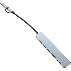 Type C USB Hub Adapter with Multiple Ports, Silver Metal in Saudi Arabia