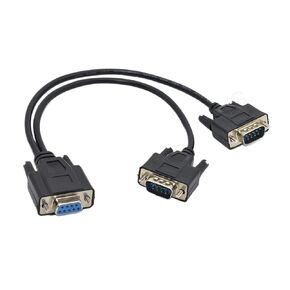 Splitter Directly Connected COM 2 in 1 DB9 9Pin To2 RS232 Data Cord Male to Female for Cash Register POS Display Serial(Black) in Saudi Arabia