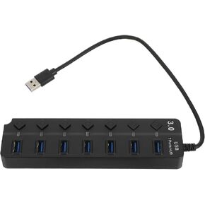 USB 3.0 Hub with Separate On/Off Buttons, 5gbps Black ABS in Saudi Arabia