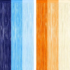 2 Pack Blue and Orange Themed Foil Fringe Curtains Party Decorations Backdrop, Photo Booth Background Supplies, Birthday Party Door Curtain Decor in Saudi Arabia