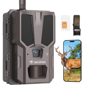 RECOTAC Sense Cellular Trail Camera - 32MP 1296P Game Camera with AI Photo Upscale,4G LTE Trail Cam No WiFi Need,No Glow Night Vision Motion Activated 0.2s Trigger Time Trail Cam for Outdoor Wildlife in Kuwait