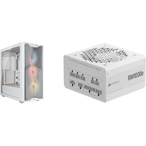 Corsair Case Power Supply Combo - 3200D RS ARGB, White mid-Tower Computer Case Bundle with RM1000e Fully Modular Low-Noise ATX Power Supply in Saudi Arabia