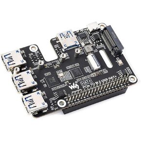 PCIe to M.2 NVMe and USB 3.2 Gen1 HAT+ for Raspberry Pi 5, Supports 2230–2280 SSD, Bootable NVMe Storage, 4-Port USB Expansion, Plug and Play PCIe Adapter Board in Saudi Arabia