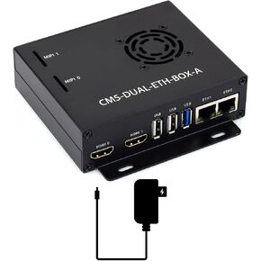 Waveshare Gigabit / 2.5G Dual Ethernet Base Board, Compatible with Raspberry Pi CM5. Dual RJ45 Ethernet, Dual 4K Display, Dual MIPI, 40Pin GPIO Header, with Board, Metal Case and Power Supply in Saudi Arabia
