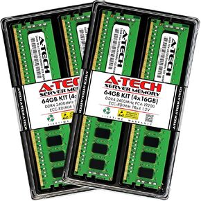 A-Tech 64GB Kit (4x16GB) Memory RAM for HPE DL380 G10 Gen10 - DDR4 2400MHz PC4-19200 ECC Registered RDIMM 1Rx4 1.2V - Server in Saudi Arabia