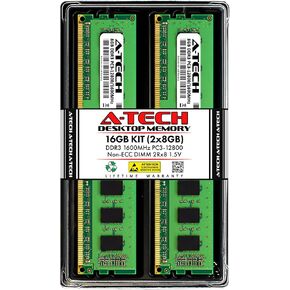 A-Tech 16GB Kit (2x8GB) RAM for ASUS B75M-A, M11AD, M5A78L-M LX PLUS, P8H61-I, P8H61-I LX R2.0, P8Z68 DELUXE/GEN3, P9X79 PRO, Z97-DELUXE | DDR3 1600MHz PC3-12800 DIMM 1.5V Non-ECC UDIMM Memory Upgrade in Saudi Arabia