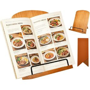 Cookbook Stand for Kitchen Counter, Adjustable Recipe Book Holder, Wood Stand Easily Keeps Cook or Recipe Books Open for Convenient Cooking, Fits Your Tablet and Kitchen Decor in Saudi Arabia