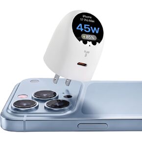 TORRAS FlashEye Dot for iPhone 18 Pro Max 45W Smart Display Charger, White in Saudi Arabia
