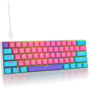 surmen 60% Mechanical Gaming Keyboard,RGB Compact Wired Keyboard 60 Percent Backlight Anti-ghosting for Windows Laptop PC (61 Grey White) in Saudi Arabia