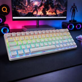 68-Key Gaming Keyboard, White Compact Gaming Keyboard Multicolor Backlight and Detachable USB Cable for PC Laptop Office Gaming in Saudi Arabia