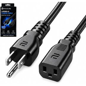 3 Prong AC Power Cord 5 FT/1.5M - NEMA 5-15P to IEC C13 - Computer PC Cable in Saudi Arabia