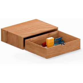 Desna Single-Tier Single-Drawer Cabinet & Monitor Stand - Cherry Wood | Desktop Organizer for Office Supplies, Documents, Makeup | Solid Cherry Wood and Birch Plywood | 13.4 x 9.8 x 3.8 inches in Saudi Arabia