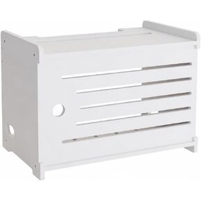 Wooden Electronics Organizer Shelf Cable Management Shelf with Ventilation Versatile for Workspace, White in Saudi Arabia