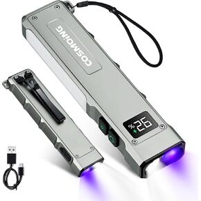 1800 Lumens Flat Flashlight Rechargeable 365nm UV - Black in Saudi Arabia