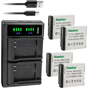 Kastar 4-Pack DMW-BLH7 Battery and LTD2 USB Charger Replacement for Panasonic Lumix DMC-GM1W, Lumix DMC-GM5, Lumix DMC-GM5K, Lumix DMC-GF7, Lumix DMC-GF7KP, Lumix DMC-GF8, Lumix DMC-LX9 Camera in Saudi Arabia
