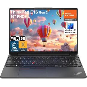 Lenovo ThinkPad E16 16 WUXGA Laptop Computer, 64GB DDR5 RAM, 2TB PCIe SSD, AMD Octa-Core Ryzen 7 7735HS (Beat i7-1355U), WiFi 6E, Backlit KB, Fingerprint, Numeric Keypad, Win 11 Pro, Jet Black in Saudi Arabia