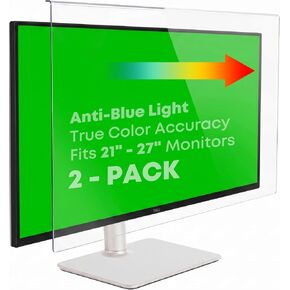 [2-Pack] 22 Inch Hanging Anti Blue Light Monitor Screen Protector - Blocks 87% 460nm Blue Light & 97% UV, Removable No Installation Design, 93% HD Clarity, Fits 21-22" Monitors in Saudi Arabia