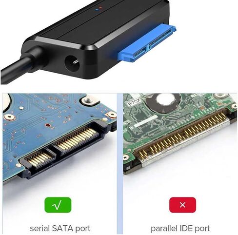 USB 3.0 to SATA Adapter Cable, 2.5"/3.5" HDD SSD Converter, UASP 5Gbps, 12V/2A Power Adapter Included, for WD Seagate Toshiba Samsung Hitachi, Windows Mac PS4 Compatible in Saudi Arabia