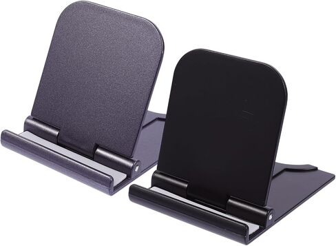 Angoily Adjustable Desktop Phone and Tablet Stand Portable 2-Piece Cell Phone Holder Compatible and Tablets Black and Grey Multi-Angle Folding Design in Saudi Arabia