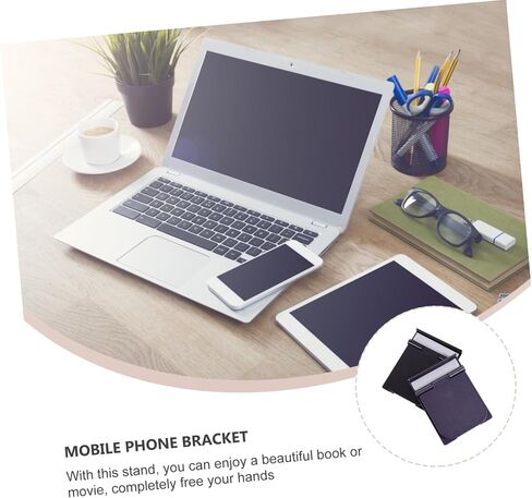 Angoily Adjustable Desktop Phone and Tablet Stand Portable 2-Piece Cell Phone Holder Compatible and Tablets Black and Grey Multi-Angle Folding Design in Saudi Arabia