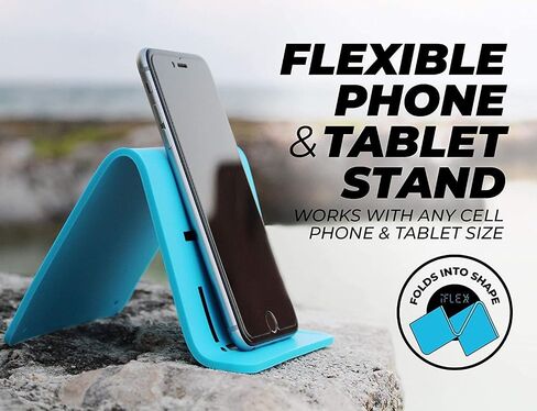 حامل الهاتف الخليوي القابل للتعديل وحامل الكمبيوتر اللوحي من iFLEX للعمل والمنزل - حامل هاتف مرن حامل iPhone مثالي لمكالمات الفيديو والتعليق - أزرق سماوي 2-Pack in Kuwait
