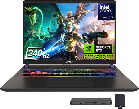 msi Vector 16 HX AI 16" QHD+ 240Hz Gaming Laptop, Intel Ultra 7 255HX, GeForce RTX 5070 Ti GDDR7, 32GB DDR5, 2TB Storage(1TB SSD+1TB Docking Station), 24-Zone RGB Keyboard, Wi-Fi 7, Win11 Pro, Gray in Saudi Arabia