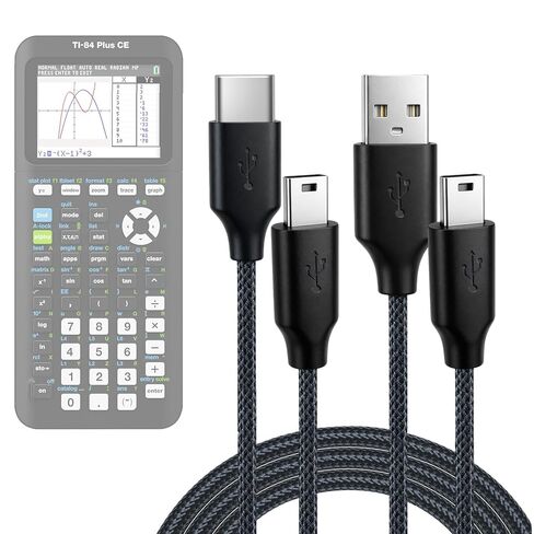 【2-Pack USB & USB C Braided Power and Data Cables, Compatible with TI-84 Plus CE, TI-84 Plus C Silver, TI 89 Titanium, TI Nspire CX/TI Nspire CX CAS in Saudi Arabia