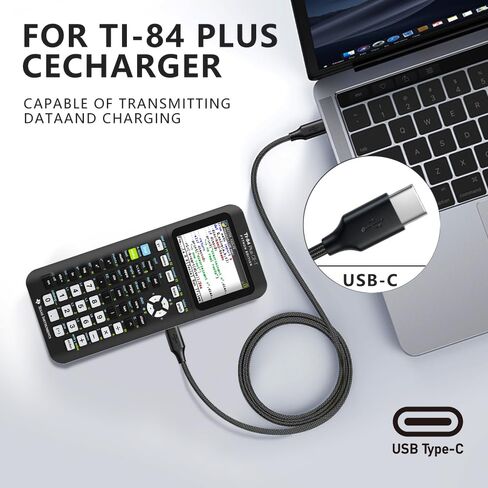 【2-Pack USB & USB C Braided Power and Data Cables, Compatible with TI-84 Plus CE, TI-84 Plus C Silver, TI 89 Titanium, TI Nspire CX/TI Nspire CX CAS in Saudi Arabia