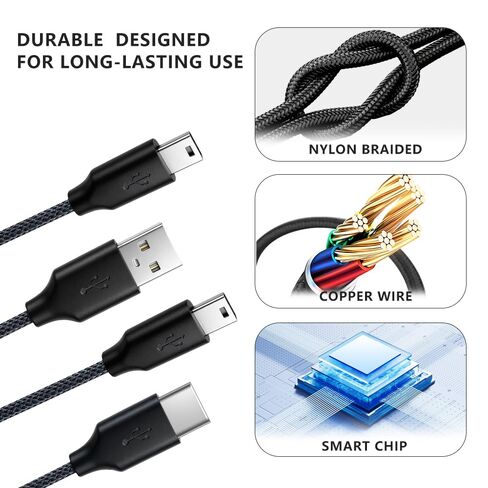 【2-Pack USB & USB C Braided Power and Data Cables, Compatible with TI-84 Plus CE, TI-84 Plus C Silver, TI 89 Titanium, TI Nspire CX/TI Nspire CX CAS in Saudi Arabia
