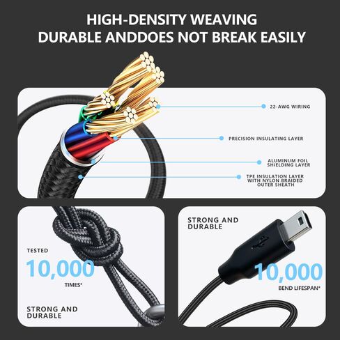 【2-Pack USB & USB C Braided Power and Data Cables, Compatible with TI-84 Plus CE, TI-84 Plus C Silver, TI 89 Titanium, TI Nspire CX/TI Nspire CX CAS in Saudi Arabia