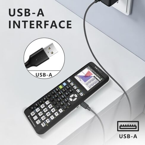 【2-Pack USB & USB C Braided Power and Data Cables, Compatible with TI-84 Plus CE, TI-84 Plus C Silver, TI 89 Titanium, TI Nspire CX/TI Nspire CX CAS in Saudi Arabia