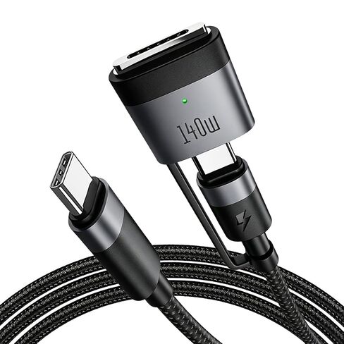 USB-C to Magnetic Charging Cable (2 Meters), 140W Fast Charging, Compatible with MacBook Air and MacBook Pro, Magnetic Connection, Braided Cable – Black in Saudi Arabia
