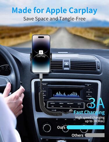 كابل ملفوف من USB C إلى USB C، سلك CarPlay من النوع C قابل للسحب لهاتف iPhone 17 in Kuwait