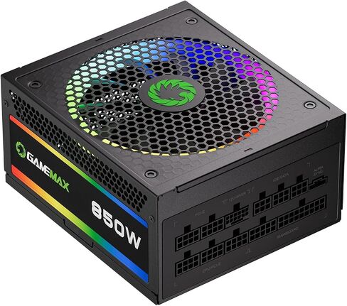 GAMEMAX 850W 80 Plus Gold Power Supply, ATX 3.0 & PCIE 5.0 Ready, 100% Japanese Capacitors, Fully Modular, ARGB SYNC with Motherboard, RGB-850-PRO-BLACK in Saudi Arabia