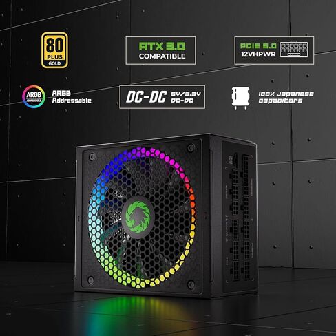 GAMEMAX 850W 80 Plus Gold Power Supply, ATX 3.0 & PCIE 5.0 Ready, 100% Japanese Capacitors, Fully Modular, ARGB SYNC with Motherboard, RGB-850-PRO-BLACK in Saudi Arabia