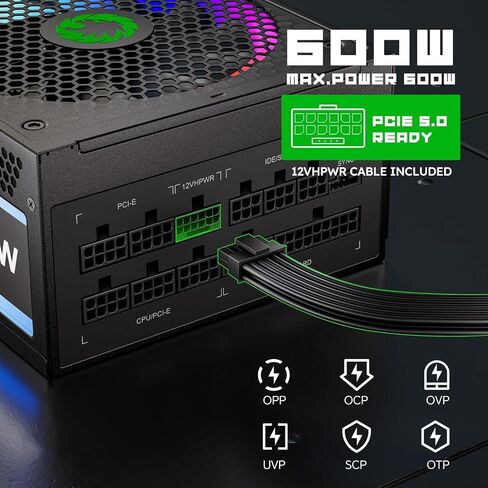 GAMEMAX 850W 80 Plus Gold Power Supply, ATX 3.0 & PCIE 5.0 Ready, 100% Japanese Capacitors, Fully Modular, ARGB SYNC with Motherboard, RGB-850-PRO-BLACK in Saudi Arabia