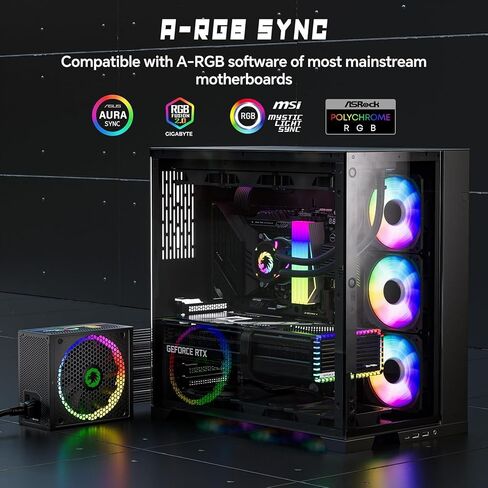 GAMEMAX 850W 80 Plus Gold Power Supply, ATX 3.0 & PCIE 5.0 Ready, 100% Japanese Capacitors, Fully Modular, ARGB SYNC with Motherboard, RGB-850-PRO-BLACK in Saudi Arabia