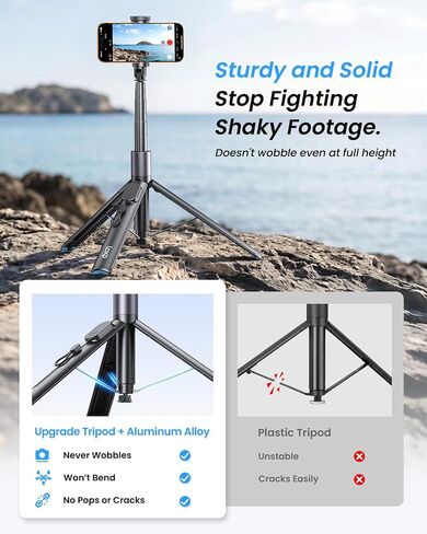 LOXP 67'' Phone Tripod with Remote, 0.01s Auto-Open for Content Creator in Saudi Arabia