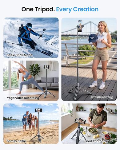 LOXP 67'' Phone Tripod with Remote, 0.01s Auto-Open for Content Creator in Saudi Arabia