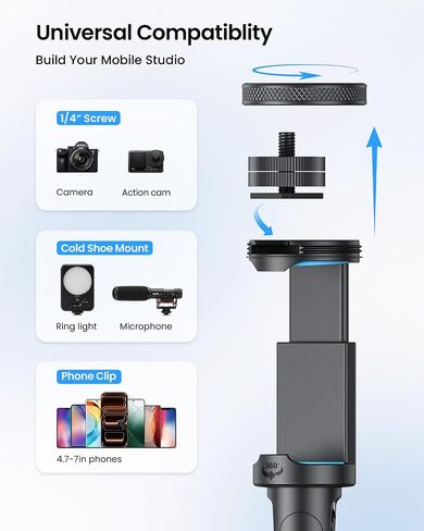 LOXP 67'' Phone Tripod with Remote, 0.01s Auto-Open for Content Creator in Saudi Arabia