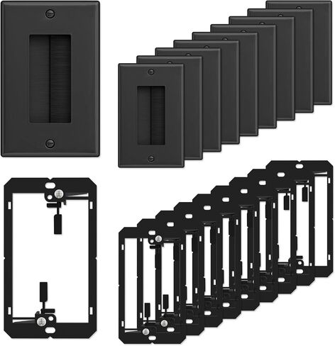 iwillink 2-Pack Brush Wall Plate with Low Voltage Mounting Bracket, Black in Saudi Arabia