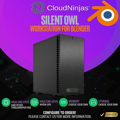 Cloud Ninjas Silent Owl AI Workstation Designed for Blender Core Ultra 9 285K 3.7GHz 24 Core Geforce RTX 5080 16GB GPU 128GB Non-ECC Unbuffered DDR5 2TB 4TB M.2 NVMe 1600W PSU in Saudi Arabia