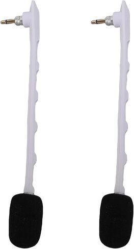 Jiawu 2pcs Plug and Play Microphone Fit Gold Plated 3.5mm Detachable Gaming Headset Mic Replacement with Wind Foam for Enhanced Voice Clarity (White) in Saudi Arabia