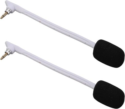 Jiawu 2pcs Plug and Play Microphone Fit Gold Plated 3.5mm Detachable Gaming Headset Mic Replacement with Wind Foam for Enhanced Voice Clarity (White) in Saudi Arabia