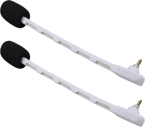 Jiawu 2pcs Plug and Play Microphone Fit Gold Plated 3.5mm Detachable Gaming Headset Mic Replacement with Wind Foam for Enhanced Voice Clarity (White) in Saudi Arabia
